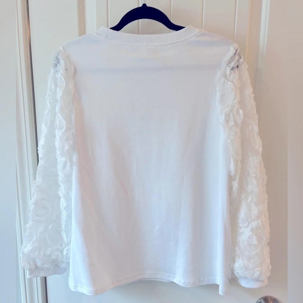 💕 Joh Apparel Raquel Top with Lace Flower Swirls white Cotton Size S - Picture 3 of 10